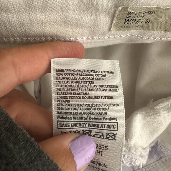 2/$30 Topshop Moto Jamie Jeans High Rise Skinny Cropped Stretch White W26 #9236 - Picture 10 of 12